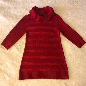 IZ Byer girls size L red turtleneck sweater dress with long sleeves.